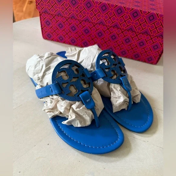 Tory Burch Tejus Embossed Leather Miller Sandal Size 8.5 ๐๐๐ - Picture 9 of 10